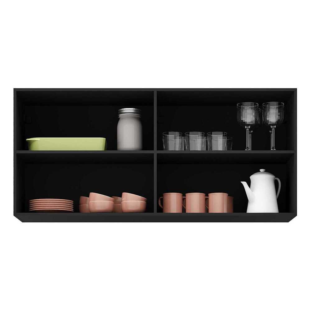 Armário de Cozinha Aéreo 120cm 2 Portas Veneza Multimóveis V3682 Preto/Dourado