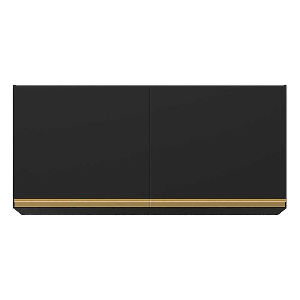 Armário de Cozinha Aéreo 120cm 2 Portas Veneza Multimóveis V3682 Preto/Dourado