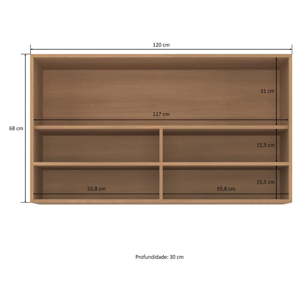 Armário de Cozinha Aéreo 120cm com 1 Porta Basculante Havana Multimóveis CR20308 Rovere