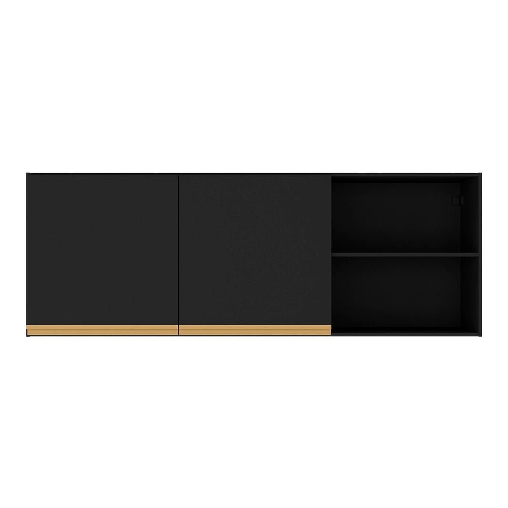 Armário de Cozinha Aéreo 150 cm 2 Portas Veneza GB Multimóveis MP3741 Preto