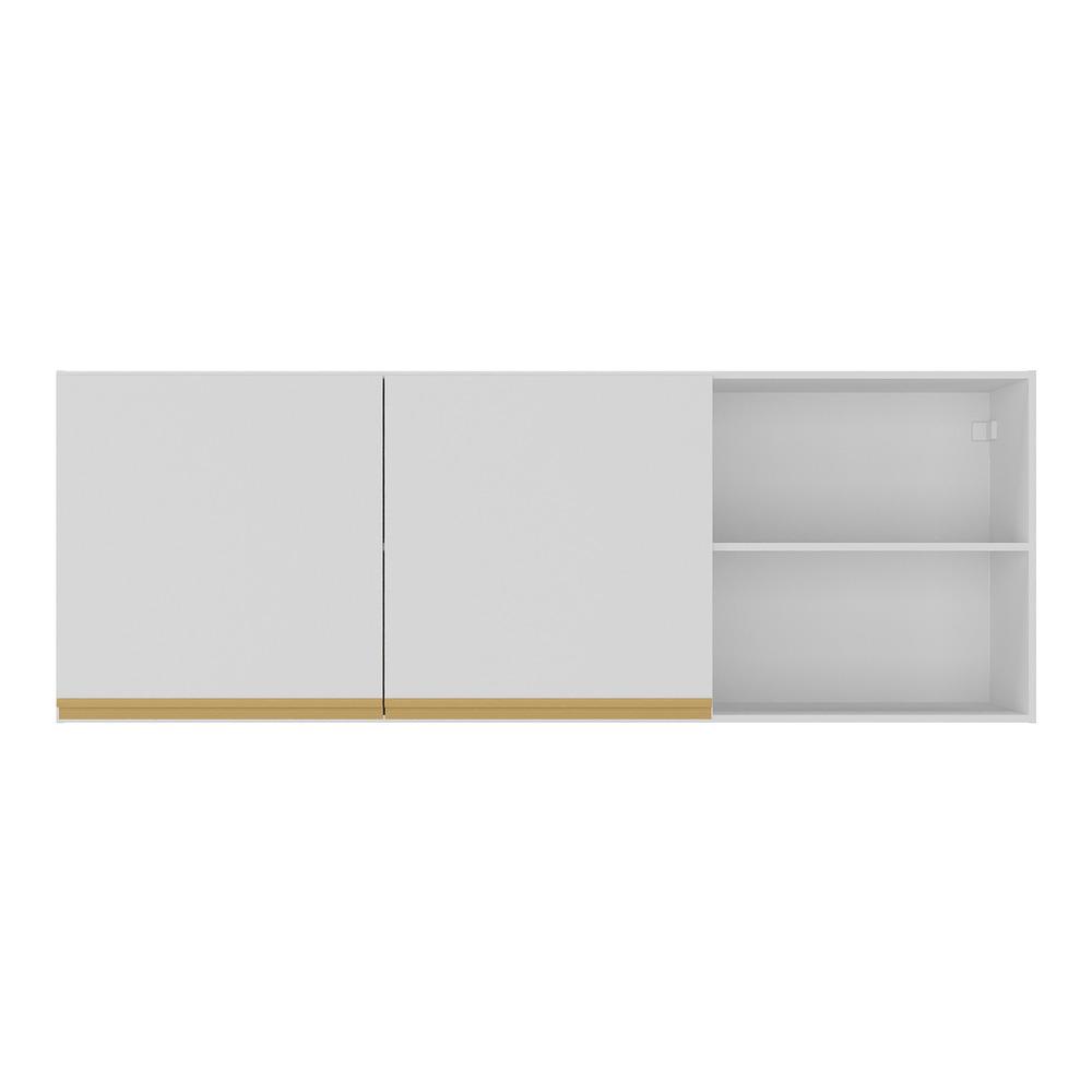 Armário de Cozinha Aéreo 150cm 2 Portas Veneza Multimóveis V3741 Branco/Dourado