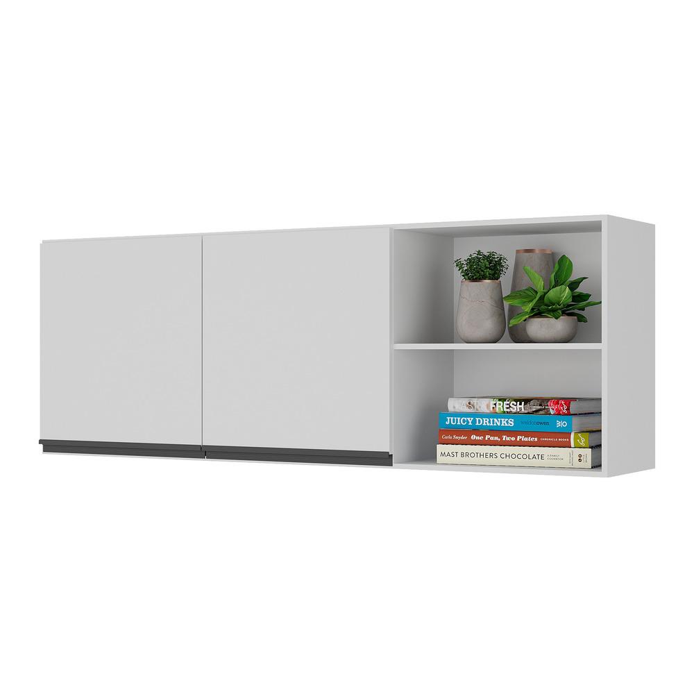 Armário de Cozinha Aéreo 150cm 2 Portas Veneza Multimóveis V3741 Branco/Preto