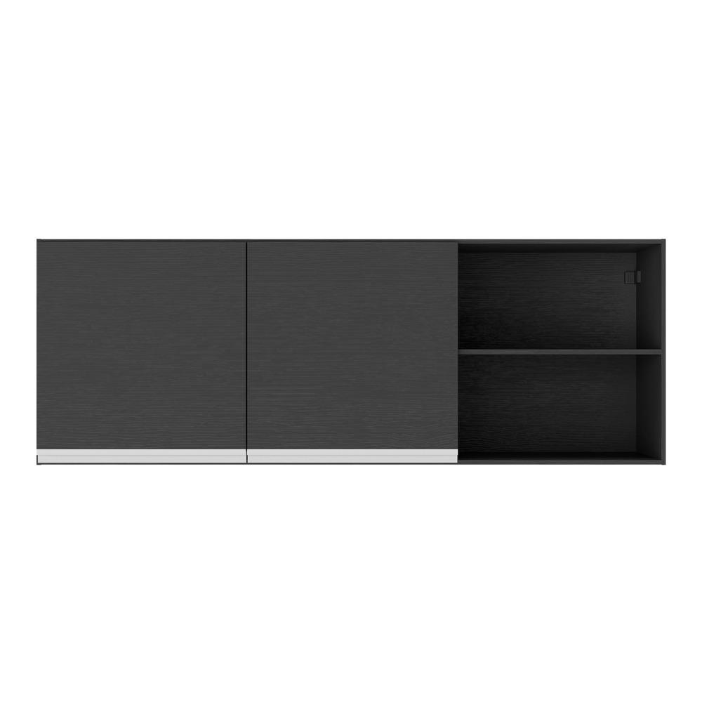 Armário de Cozinha Aéreo 150cm 2 Portas Veneza Multimóveis V3741 Preto/Branco