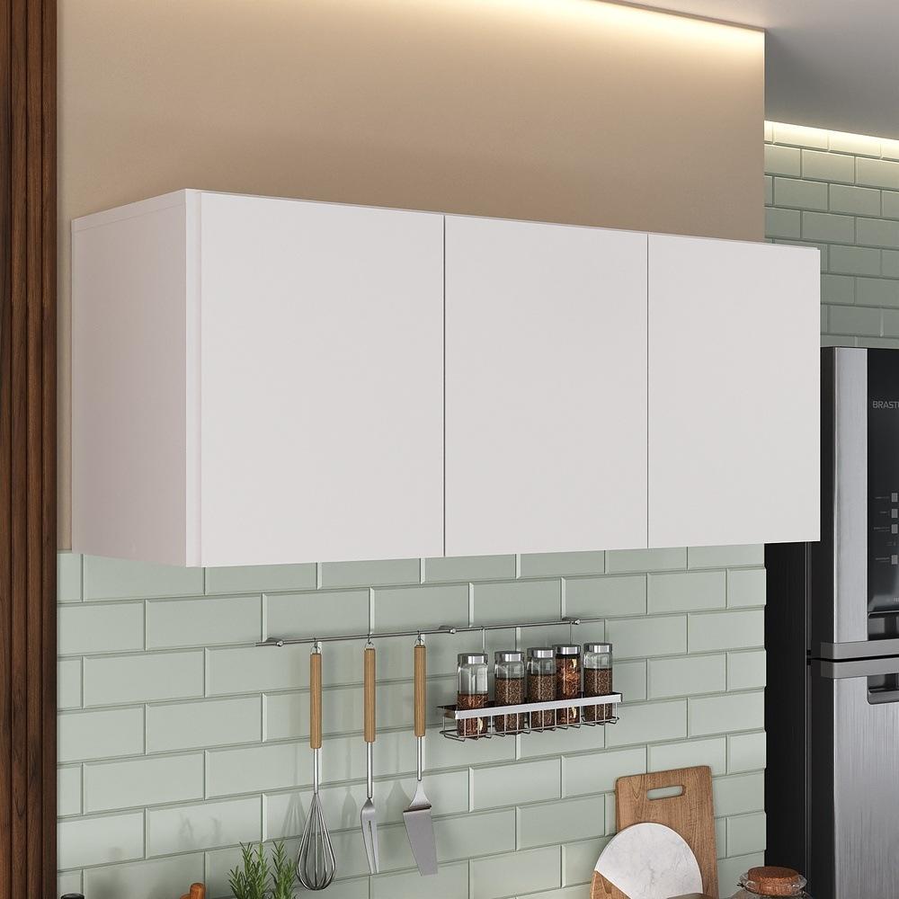 Armário de Cozinha Aéreo 3 Portas Multimóveis MP2155 Branco
