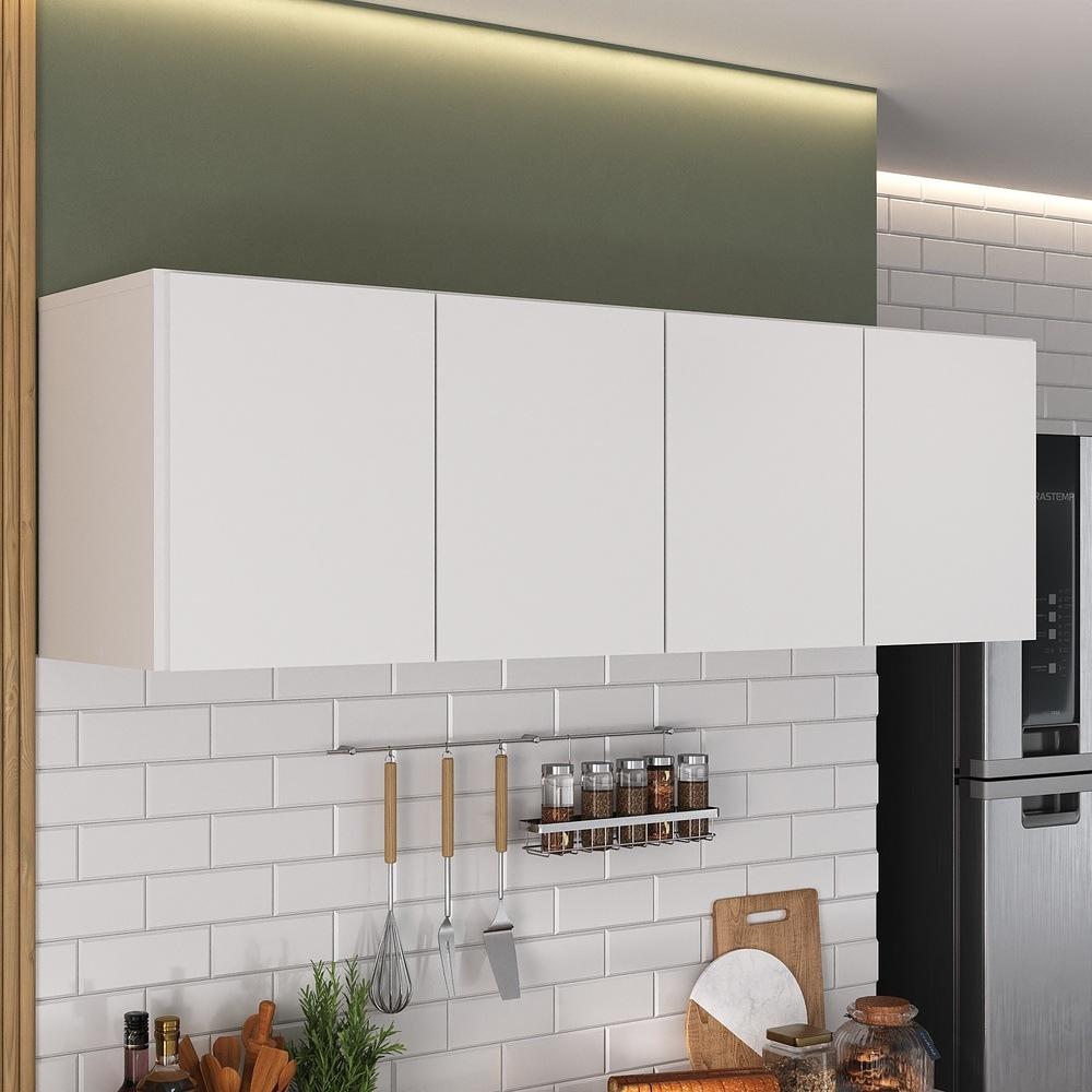 Armário de Cozinha Aéreo 4 Portas Multimóveis MP2156 Branco