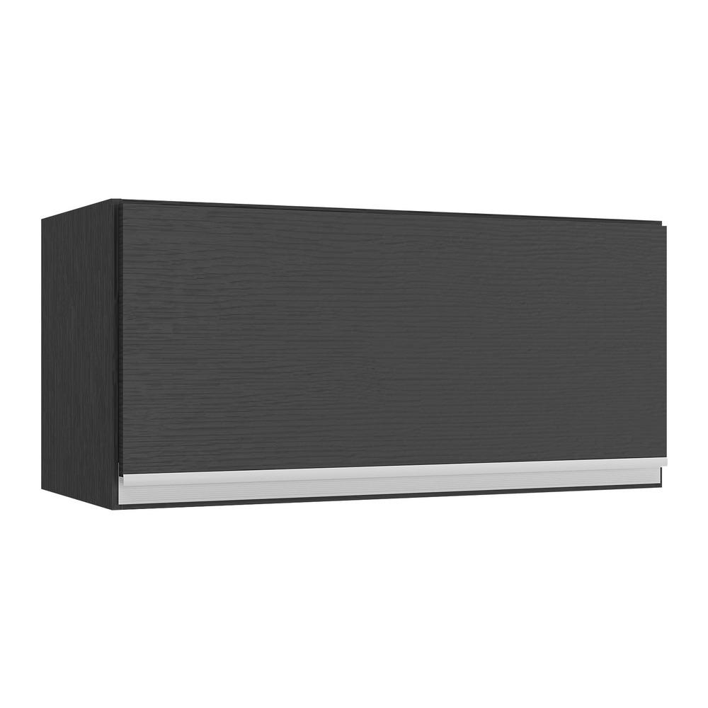 Armário de Cozinha Aéreo 70cm 1 Porta Basculante Veneza Multimóveis V3681 Preto/Branco