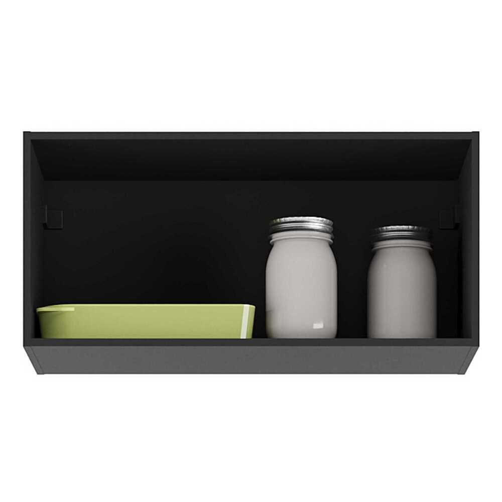 Armário de Cozinha Aéreo 70cm 1 Porta Basculante Veneza Multimóveis V3681 Preto/Dourado