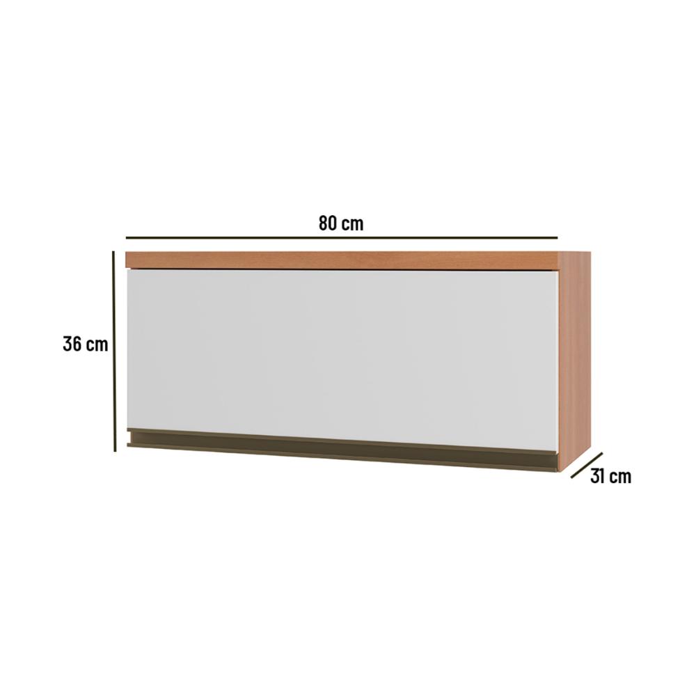 Armário de Cozinha Aéreo com 1 Porta Basculante 80cm Multimóveis CR20393 Freijó/Branco