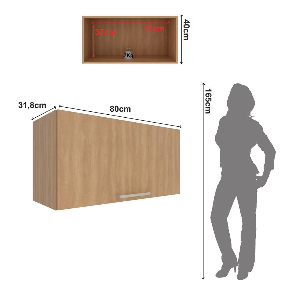 Armário de Cozinha Aéreo com 1 Porta Basculante 80cm Multimóveis CR20417 Freijó