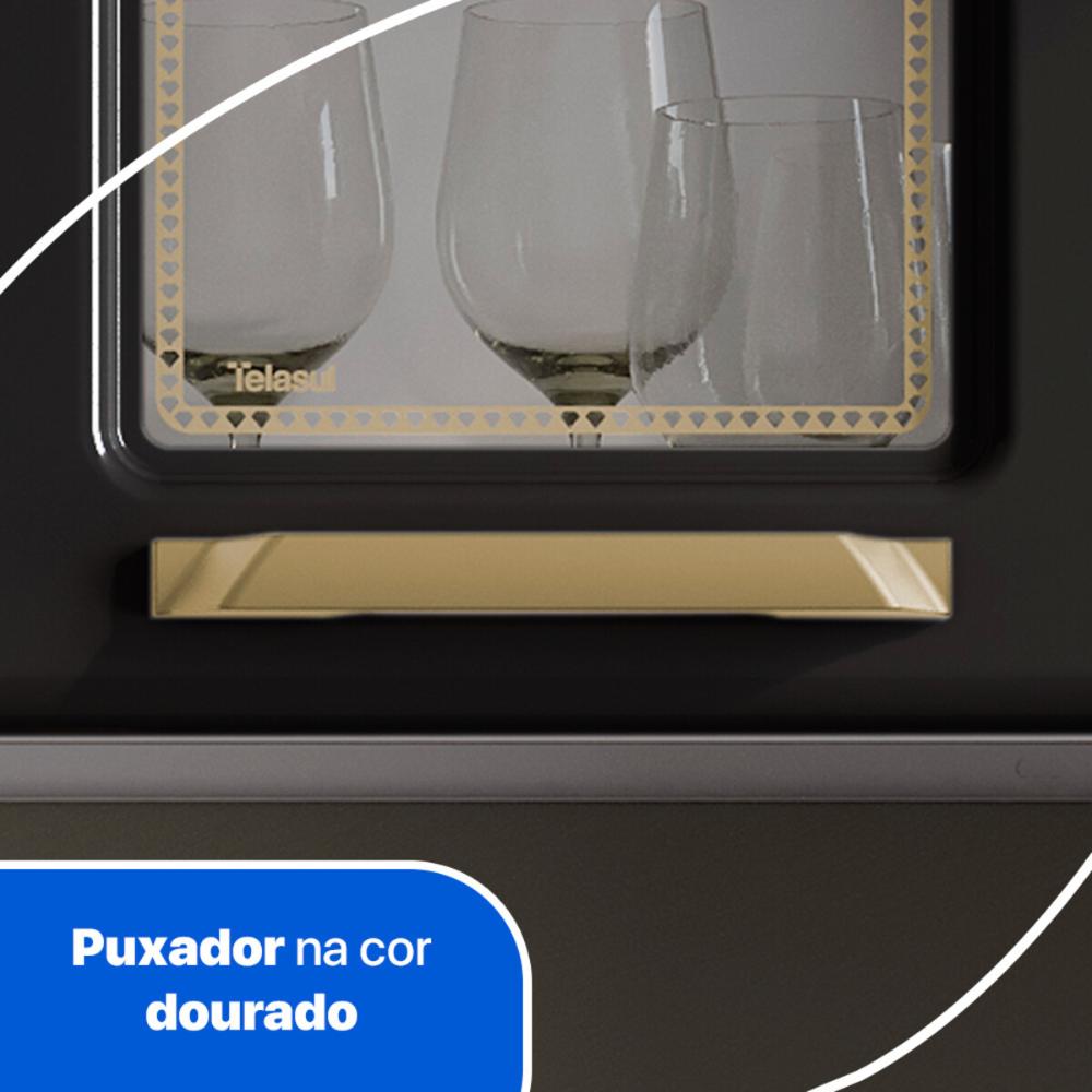 Armário de Cozinha Aéreo de Aço 3 Portas com Vidro 105cm Multimóveis CR20359 Branco/Preto