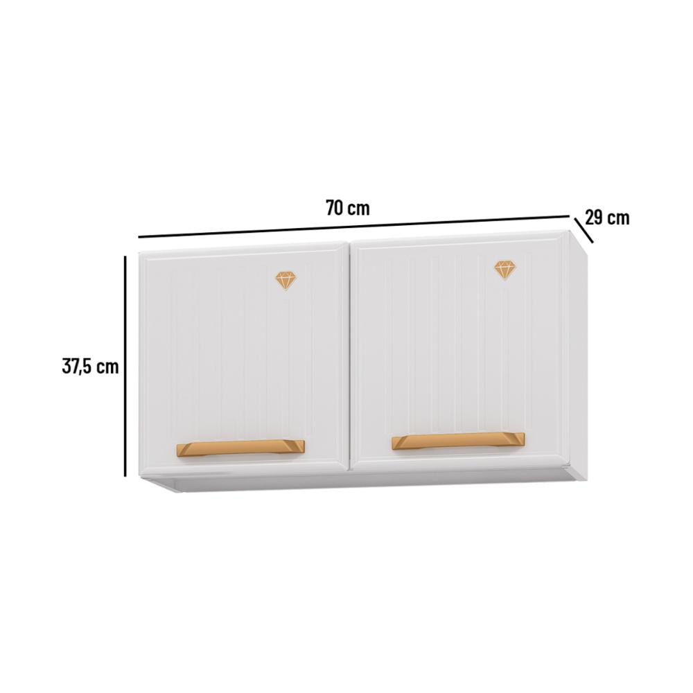 Armário de Cozinha Aéreo de Aço com 2 Portas 70cm Multimóveis CR20357 Branco