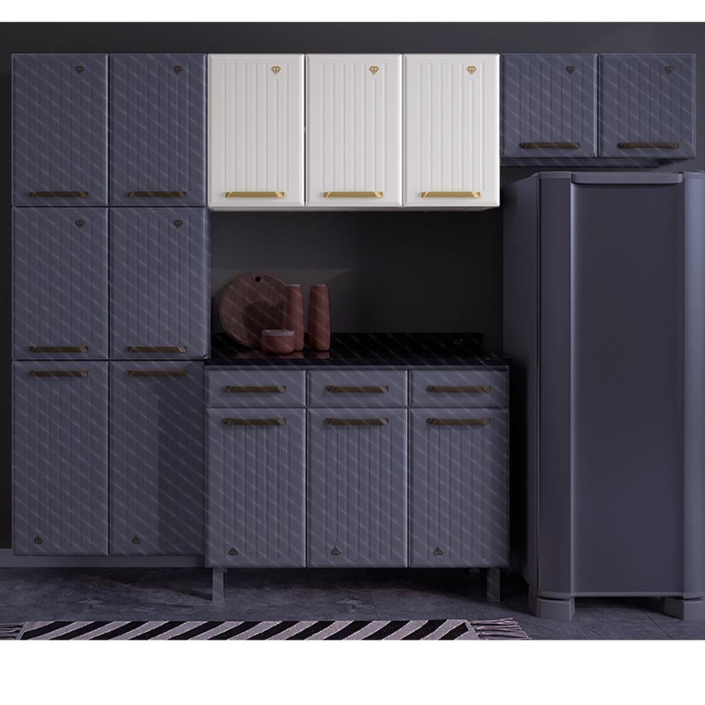 Armário de Cozinha Aéreo de Aço com 3 Portas 105cm Multimóveis CR20358 Branco