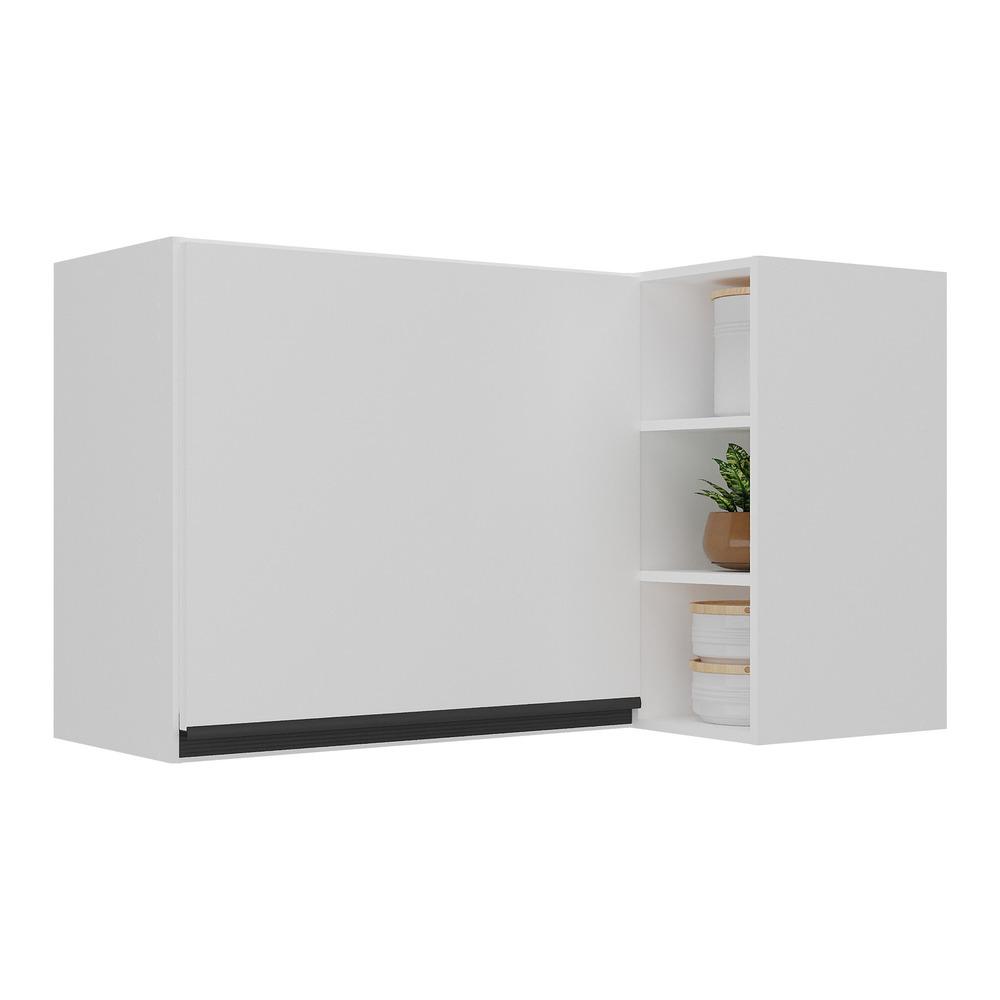 Armário de Cozinha Aéreo de Canto Veneza Multimóveis V3742 Branco/Preto