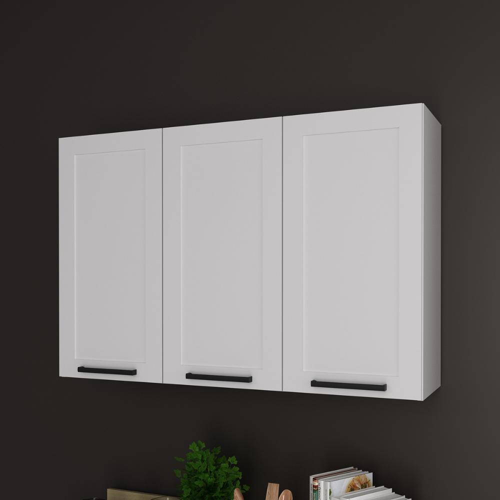 Armário de Cozinha Aéreo em MDF com 3 Portas 120cm Multimóveis CR20446 Branco