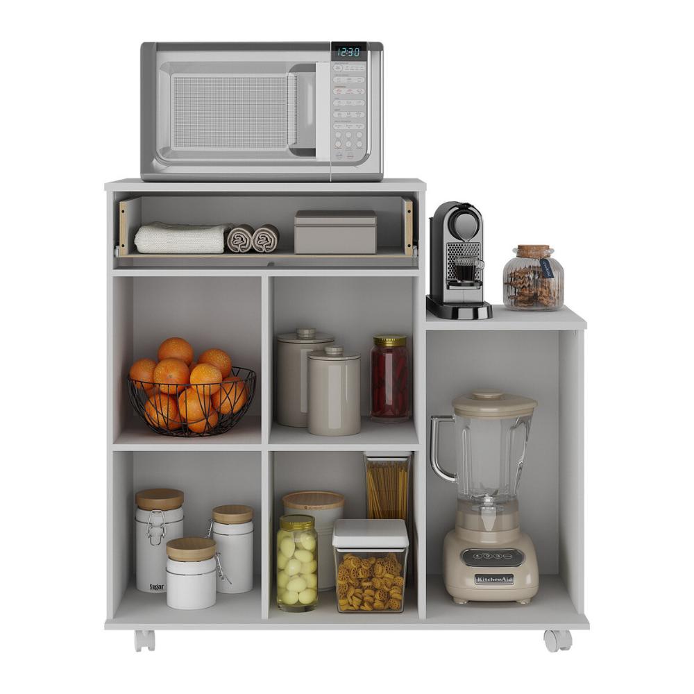 Armário de Cozinha Balcão Multiuso para Microondas Multimóveis MP2189 Branco
