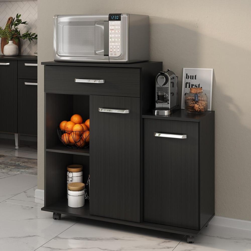 Armário de Cozinha Balcão Multiuso para Microondas Multimóveis MP2189 Preto