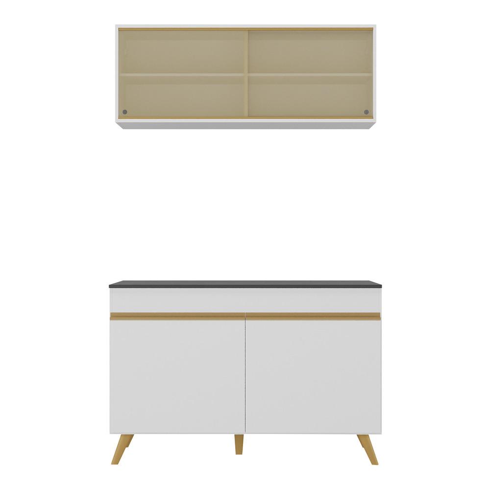 Armário de Cozinha Compacta 120cm Veneza Multimóveis V2140 Branco/Dourado