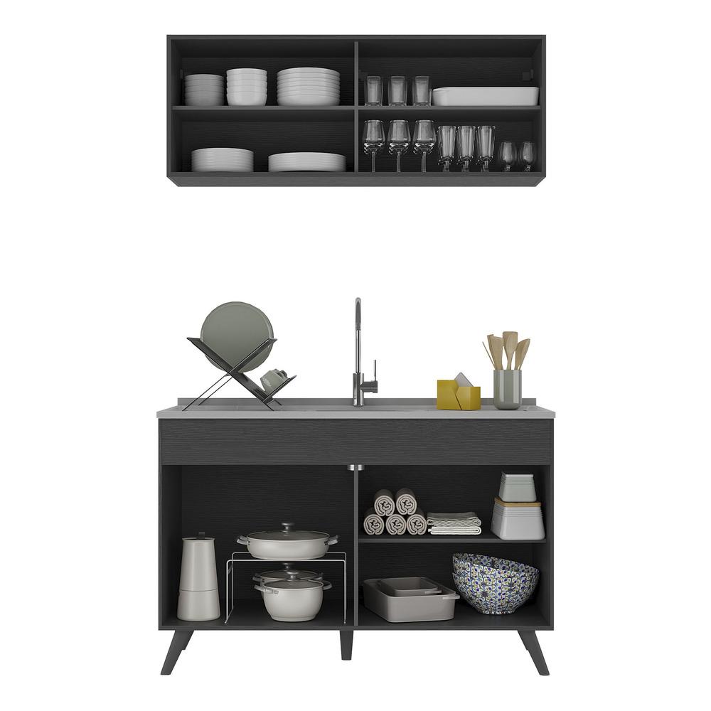 Armário de Cozinha Compacta 120cm Veneza Multimóveis V2140 Preto