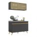 Armário de Cozinha Compacta 120cm Veneza Multimóveis V2140 Preto/Dourado