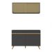 Armário de Cozinha Compacta 120cm Veneza Multimóveis V2140 Preto/Dourado