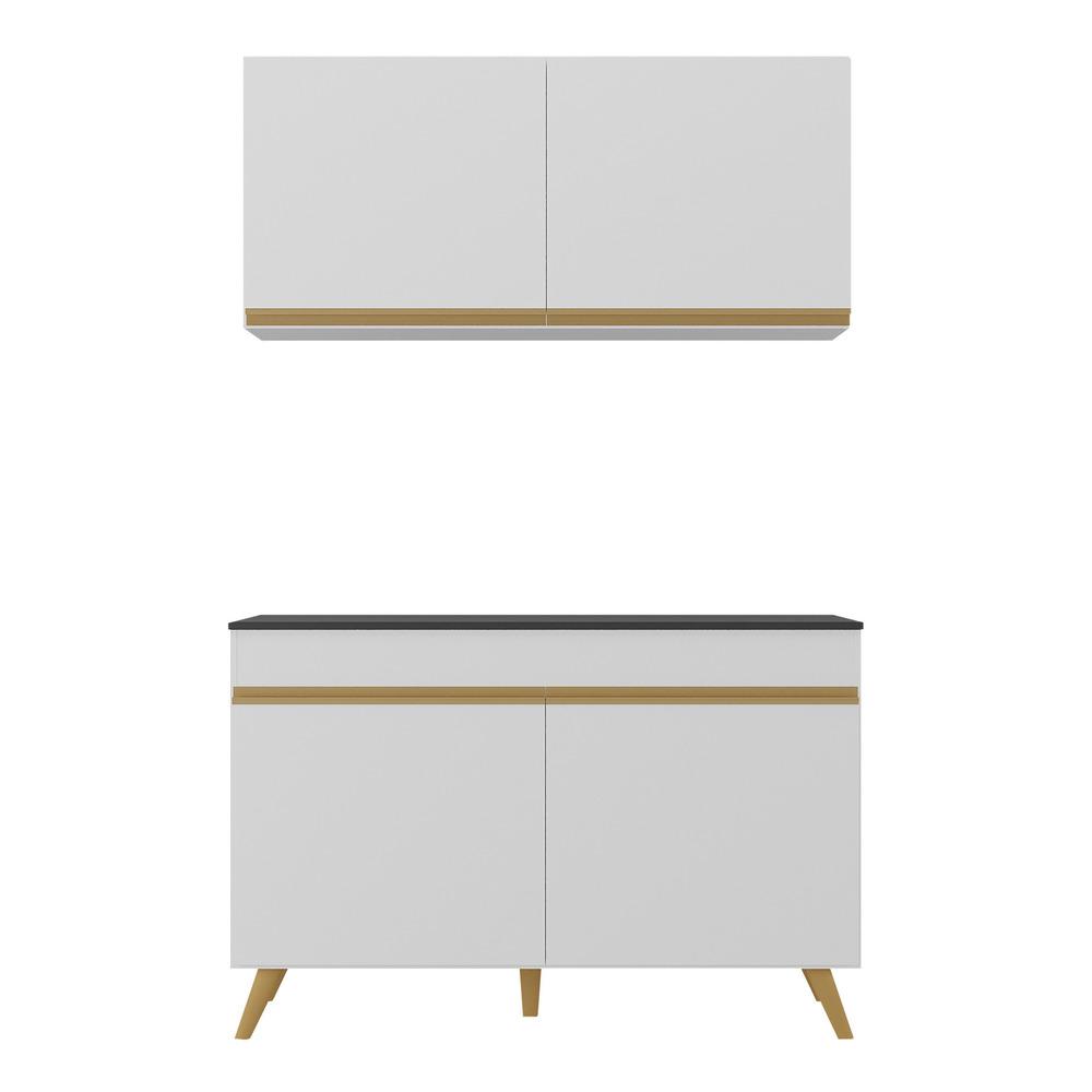 Armário de Cozinha Compacta 120cm Veneza Multimóveis V2141 Branco/Dourado