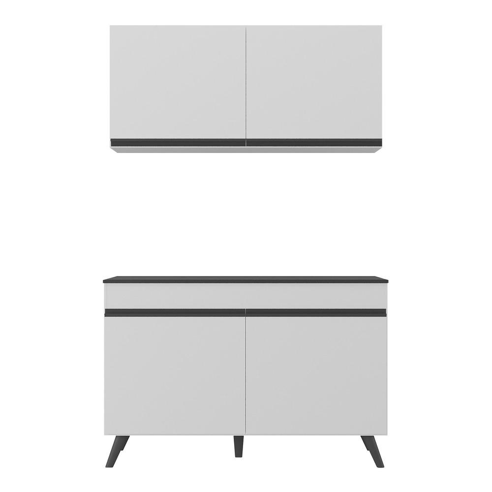 Armário de Cozinha Compacta 120cm Veneza Multimóveis V2141 Branco/Preto