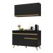 Armário de Cozinha Compacta 120cm Veneza Multimóveis V3687 Preto/Dourado