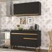 Armário de Cozinha Compacta 120cm Veneza Multimóveis V3687 Preto/Dourado