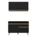 Armário de Cozinha Compacta 120cm Veneza Multimóveis V3687 Preto/Dourado