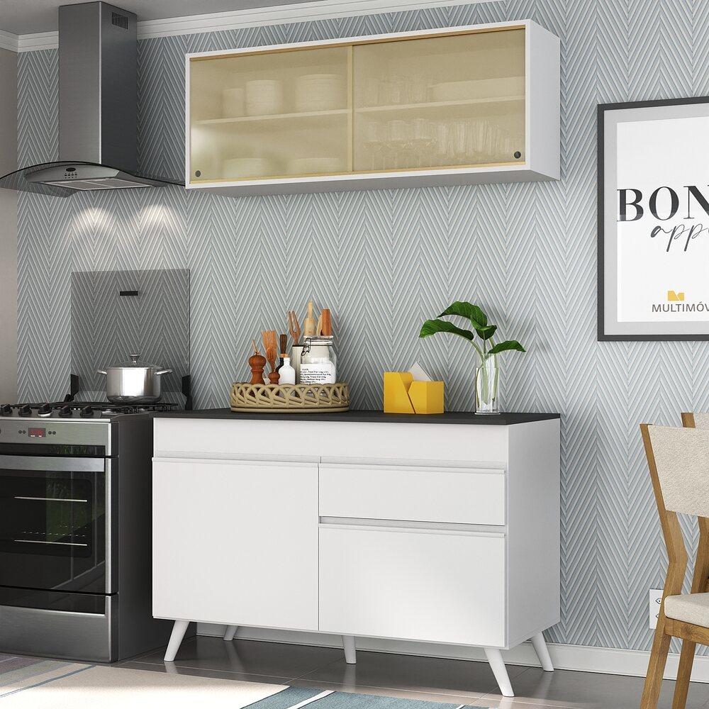 Armário de Cozinha Compacta 120cm Veneza Multimóveis V3688 Branco