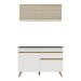 Armário de Cozinha Compacta 120cm Veneza Multimóveis V3688 Branco/Dourado