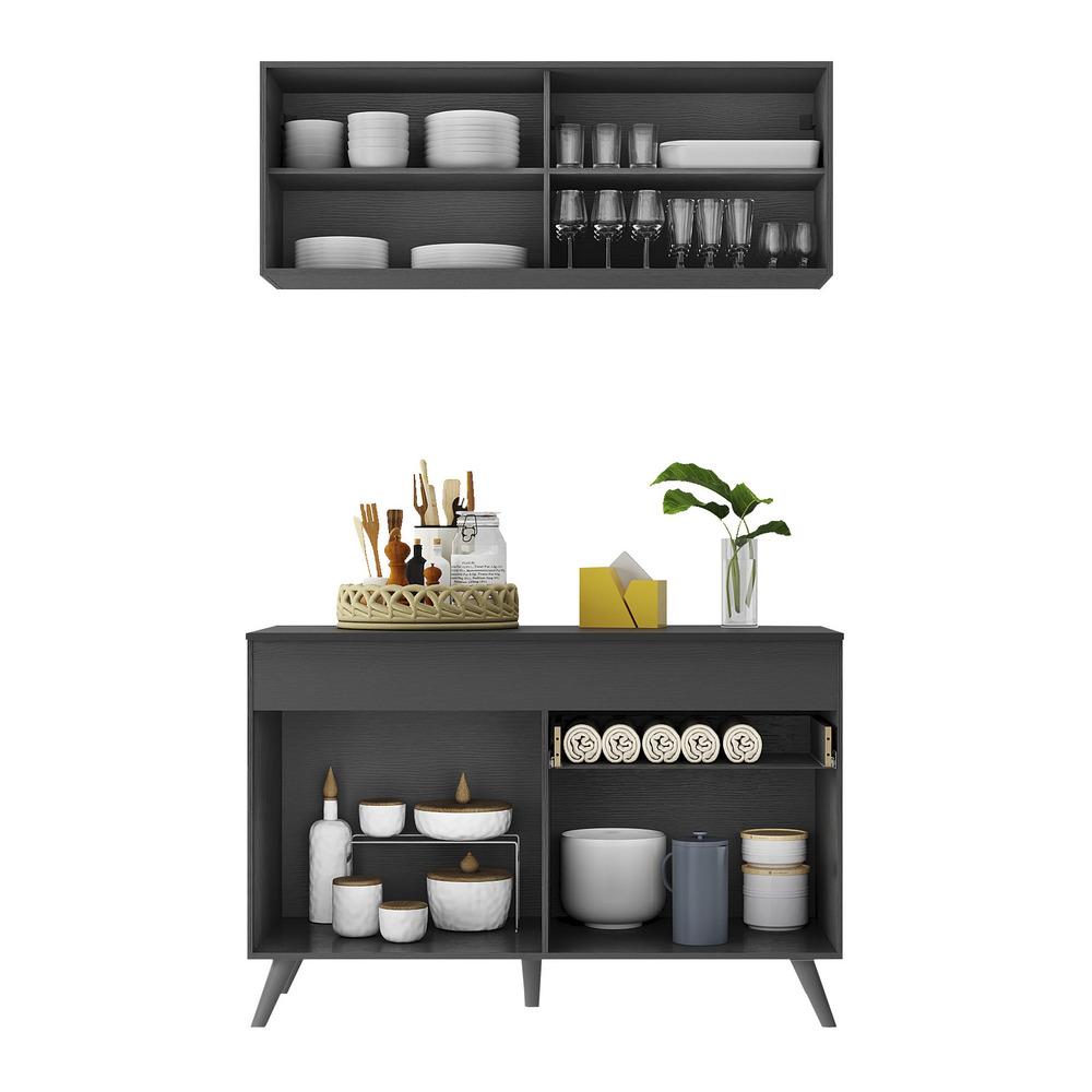 Armário de Cozinha Compacta 120cm Veneza Multimóveis V3688 Preto