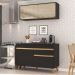 Armário de Cozinha Compacta 120cm Veneza Multimóveis V3688 Preto/Dourado