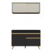 Armário de Cozinha Compacta 120cm Veneza Multimóveis V3688 Preto/Dourado
