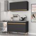 Armário de Cozinha Compacta 120cm Veneza Multimóveis V3748 Preto/Dourado