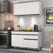 Armário de Cozinha Compacta 120cm com Leds Veneza Up Multimóveis V2012 Branco/Preto
