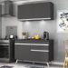 Armário de Cozinha Compacta 120cm com Leds Veneza Up Multimóveis V2012 Preto/Branco
