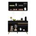 Armário de Cozinha Compacta 120cm com Leds Veneza Up Multimóveis V2012 Preto/Dourado