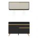 Armário de Cozinha Compacta 120cm com Leds Veneza Up Multimóveis V2013 Preto/Dourado