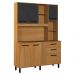 Armário de Cozinha Compacta 140cm com 6 Portas e 2 Gavetas Multimóveis CR20289 Nature/Grafite