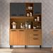 Armário de Cozinha Compacta 140cm com 6 Portas e 2 Gavetas Multimóveis CR20289 Nature/Grafite