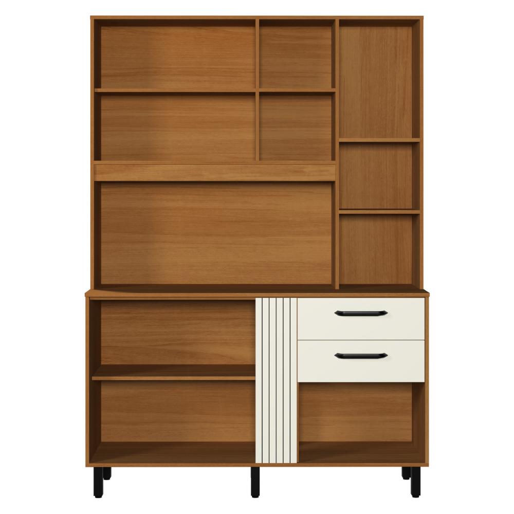 Armário de Cozinha Compacta 140cm com 6 Portas e 2 Gavetas Multimóveis CR20289 Nature/champanhe