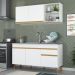Armário de Cozinha Compacta 150cm Veneza Multimóveis V2079 Branco/Dourado