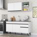 Armário de Cozinha Compacta 150cm Veneza Multimóveis V2079 Branco/Preto