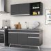 Armário de Cozinha Compacta 150cm Veneza Multimóveis V2079 Preto/Branco