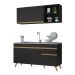 Armário de Cozinha Compacta 150cm Veneza Multimóveis V2079 Preto/Dourado