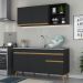 Armário de Cozinha Compacta 150cm Veneza Multimóveis V2079 Preto/Dourado