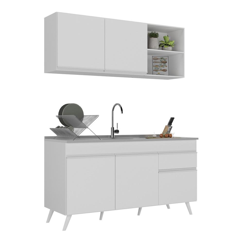 Armário de Cozinha Compacta 150cm Veneza Multimóveis V2142 Branco