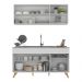 Armário de Cozinha Compacta 150cm Veneza Multimóveis V2142 Branco/Dourado