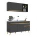 Armário de Cozinha Compacta 150cm Veneza Multimóveis V2142 Preto/Dourado
